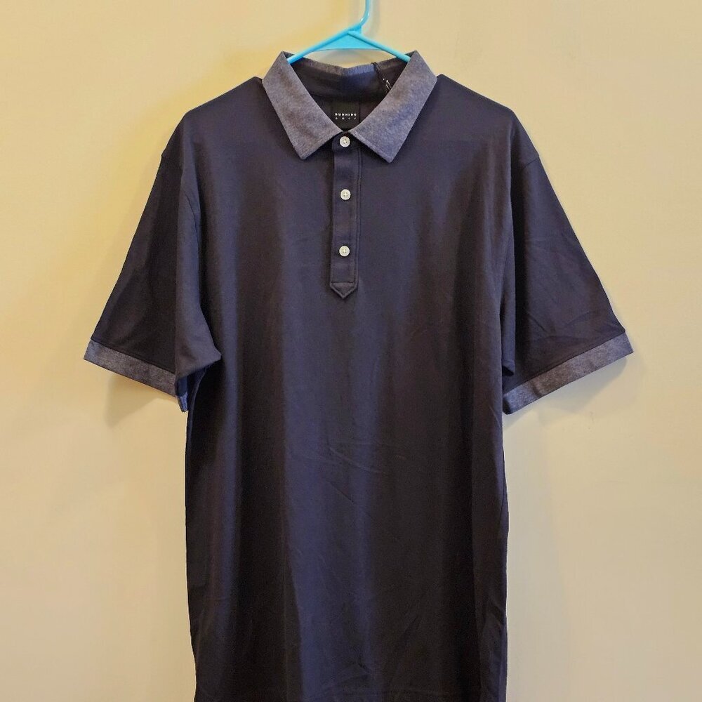NWT Men's Dunning Golf Polo Shirt Black with Gray‎ Trim Size Large